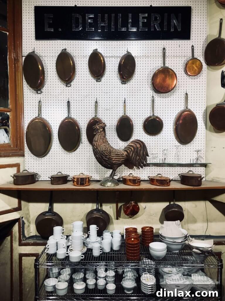 Parisian Gems 34 A display of various kitchen tools and equipment inside E. Dehillerin.