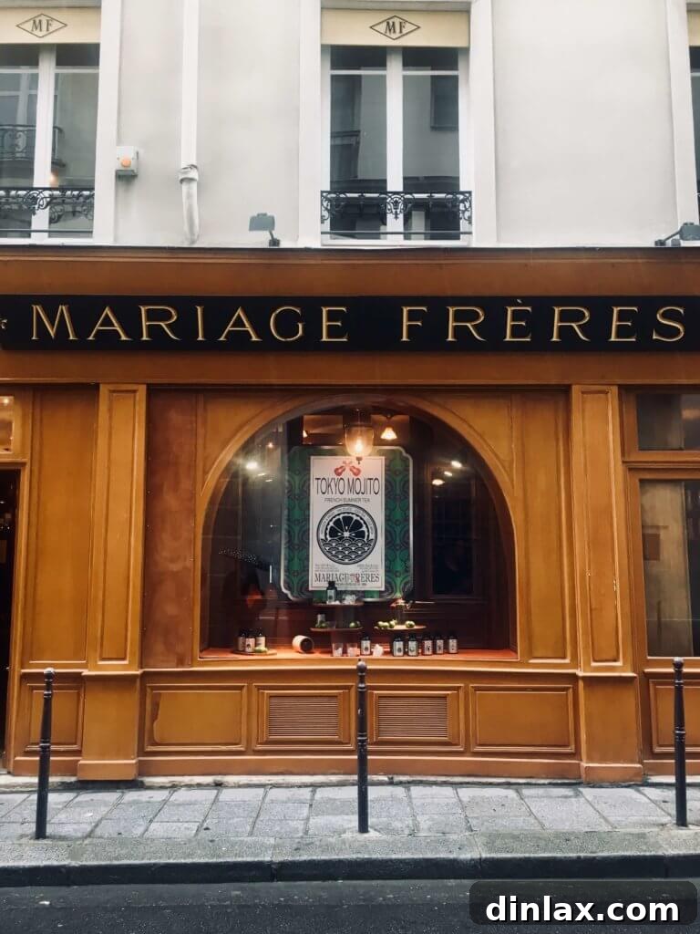 Parisian Gems 38 The elegant interior of Mariage Frères, a renowned Parisian tea house.