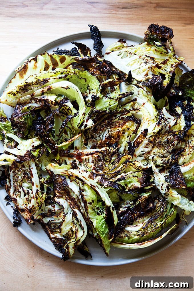 A beautiful platter of perfectly roasted cabbage, still warm and glistening, ready for its final topping.