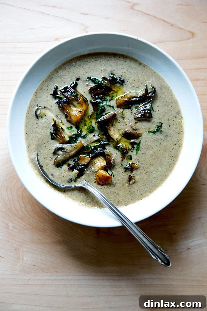 Margaret Roach: Soup, Stories, and So Much More 11 A final, elegant shot of the Balthazar Cream of Mushroom Soup, garnished and ready to serve.