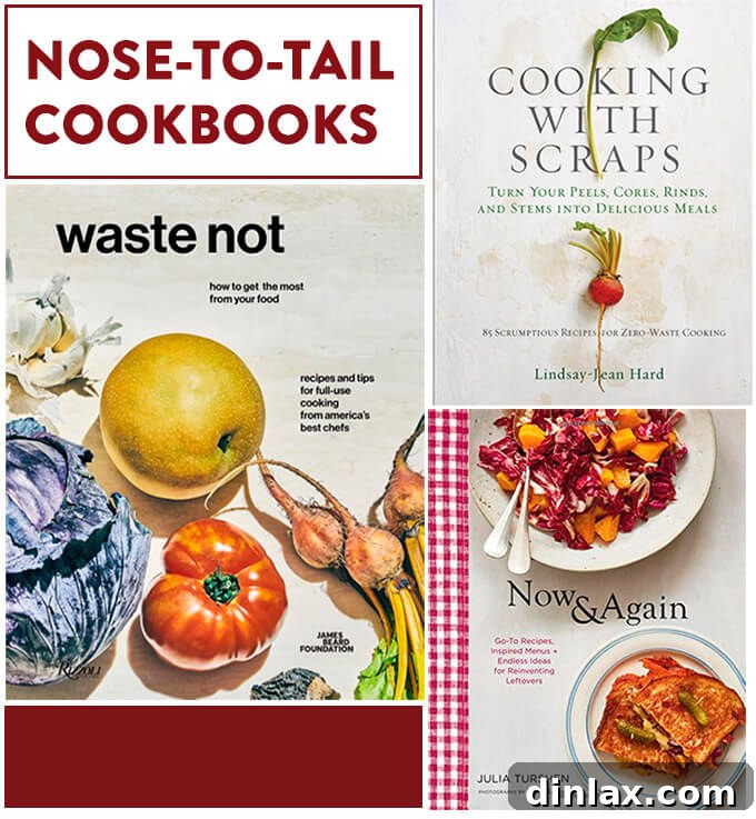 A collection of cookbooks focused on sustainable cooking and minimizing food waste, ideal for conscious cooks.