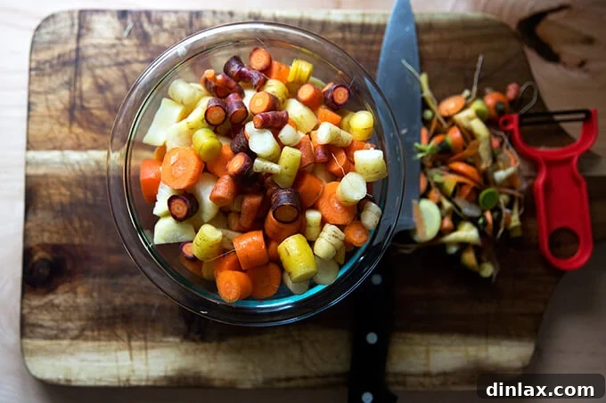 Golden Velvet Carrot Saffron Soup with Almond Dukkah Crunch 5 Finely chopped carrots ready for cooking.