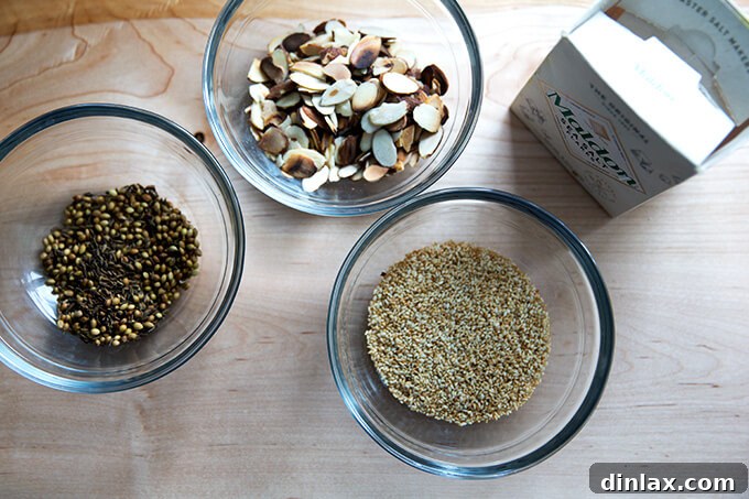 Golden Velvet Carrot Saffron Soup with Almond Dukkah Crunch 9 All the vibrant ingredients for homemade Toasted Almond Dukkah.