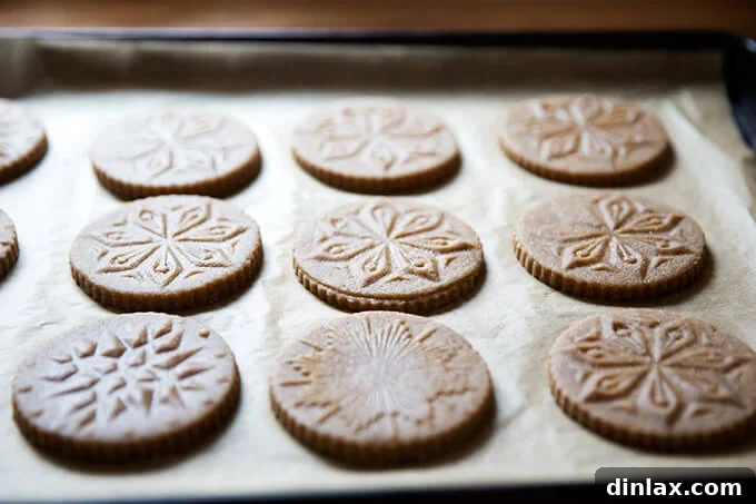 Brown Butter Muscovado Stamped Christmas Cookies 11 Stamped spiced brown butter muscovado cookies unbaked on cookie sheet.