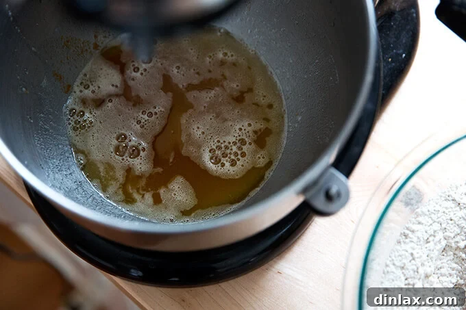 Brown Butter Muscovado Stamped Christmas Cookies 5 brown butter in the bowl of a stand mixer.