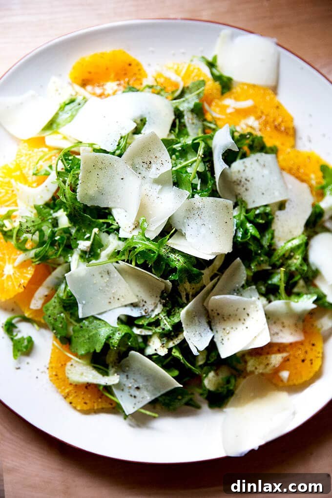 Vibrant Orange, Arugula & Fennel Salad with Shaved Parmesan