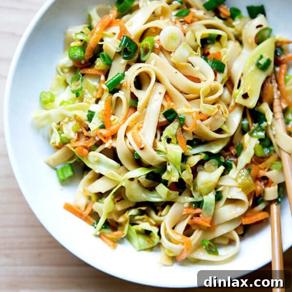How to make Chinese noodles with chilies, scallions, and cabbage.
