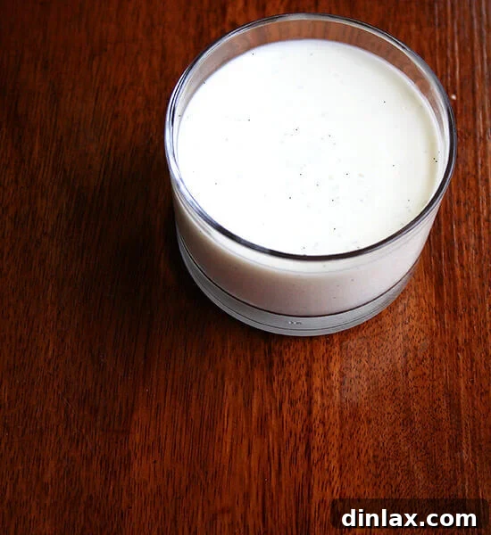An overhead shot of creamy buttermilk panna cotta, garnished with fresh berries.
