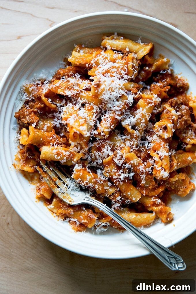 Effortless Instant Pot One Pot Pasta and Meat Sauce 9 A close-up of the delicious Instant Pot one-pot spaghetti and meat sauce, ready to be enjoyed.