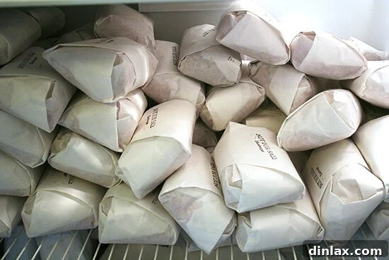 Bulk meat cuts stored in a freezer, from a quarter cow