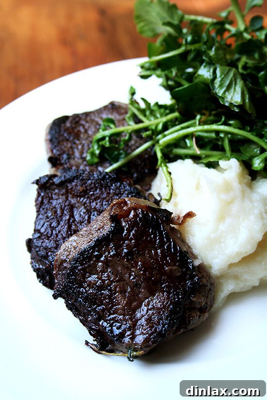 Venison Backstrap with Apple & Turnip Purée and wilted Watercress - A Gourmet Wild Game Recipe