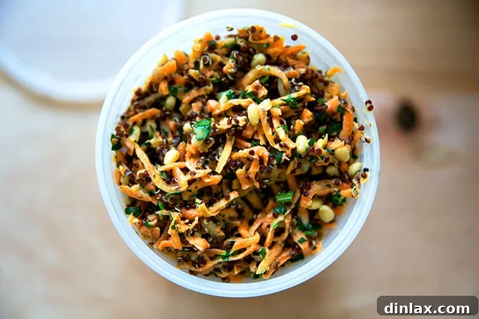 Vibrant Carrot Quinoa Salad with Tangy Tahini Dressing 14 Packed carrot-quinoa salad with lemon-tahini dressing, perfect for healthy meal prep and lunches