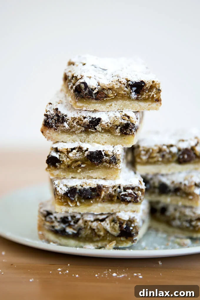 Stacked Gooey Oat Bars with a Buttery Shortbread Crust