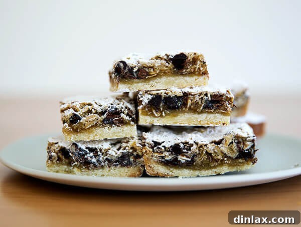 Gooey Oat Bars with a Buttery Shortbread Crust and Chocolate, Coconut, Oat Filling