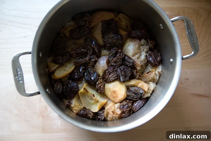 Simmered apples and dates, softened and fragrant