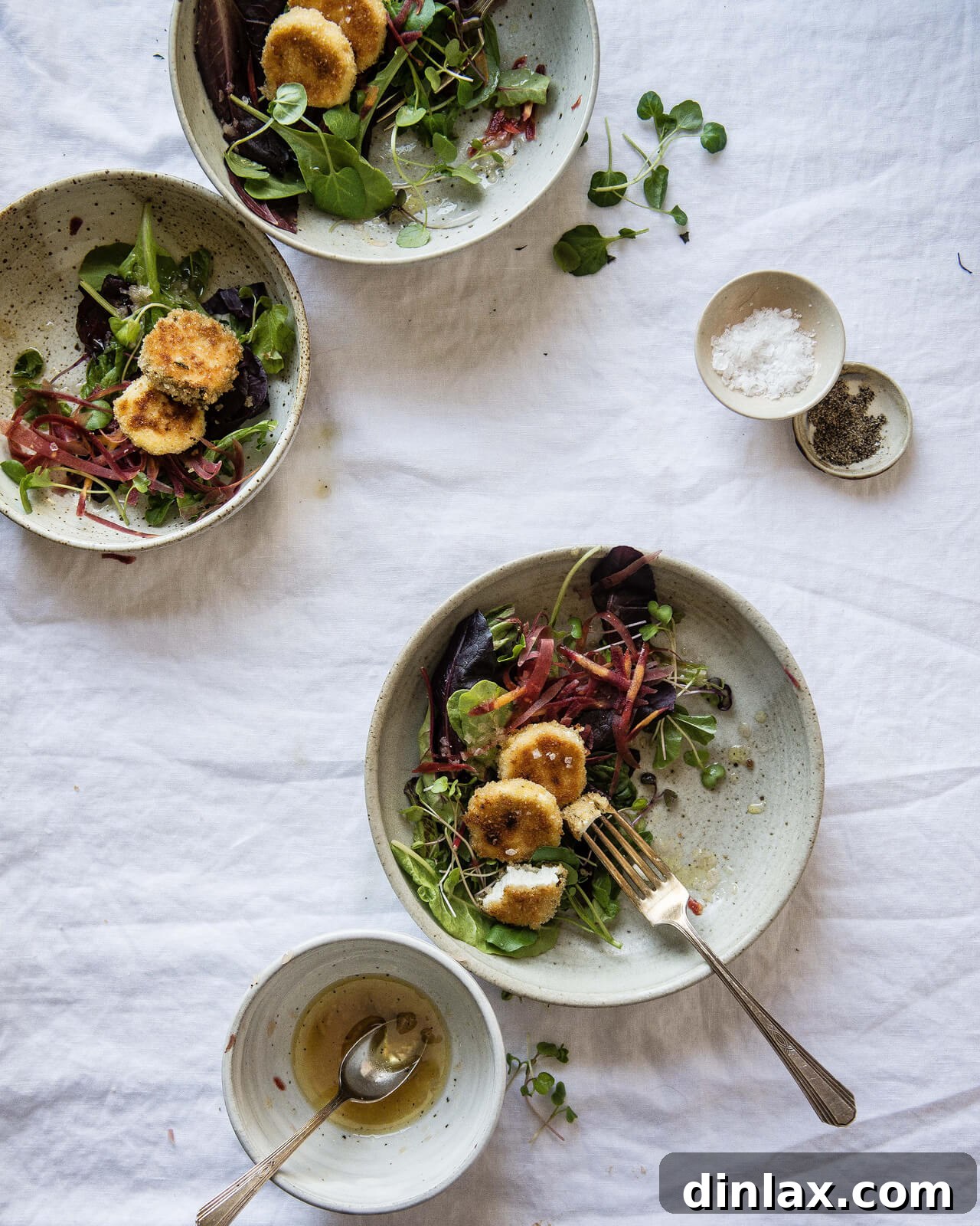 Bread Toast Crumbs' Second Anniversary: 15 Must-Try Web Recipes 4 Crispy Goat Cheese Rounds with Shallot Vinaigrette by Two Red Bowls