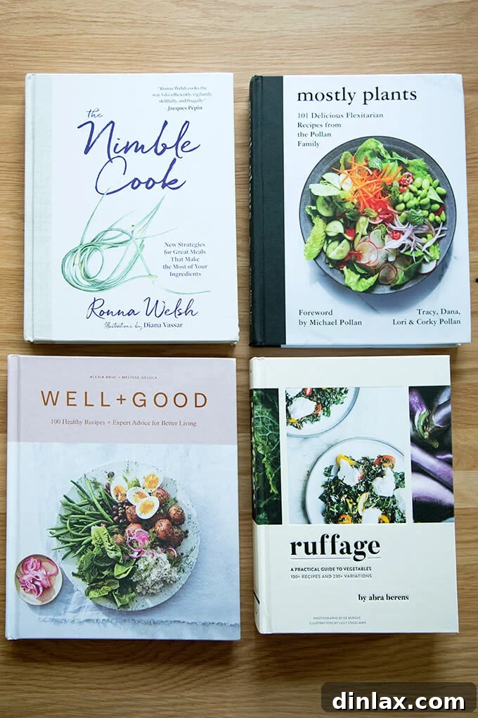 A collection of four inspiring new plant-based cookbooks, offering diverse and healthy recipes.