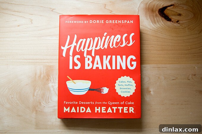 The vibrant cover of Maida Heatter's new cookbook, 'Happiness is Baking,' featuring an array of delectable desserts.