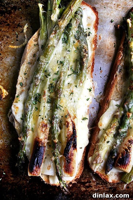 A bubbling, bechamel-and-roasted vegetable open-faced sandwich, this asparagus croque monsieur is daydream worthy. While you won't miss the meat on this spring vegetable tartine, one topped with smoked Niman Ranch ham would be heavenly.