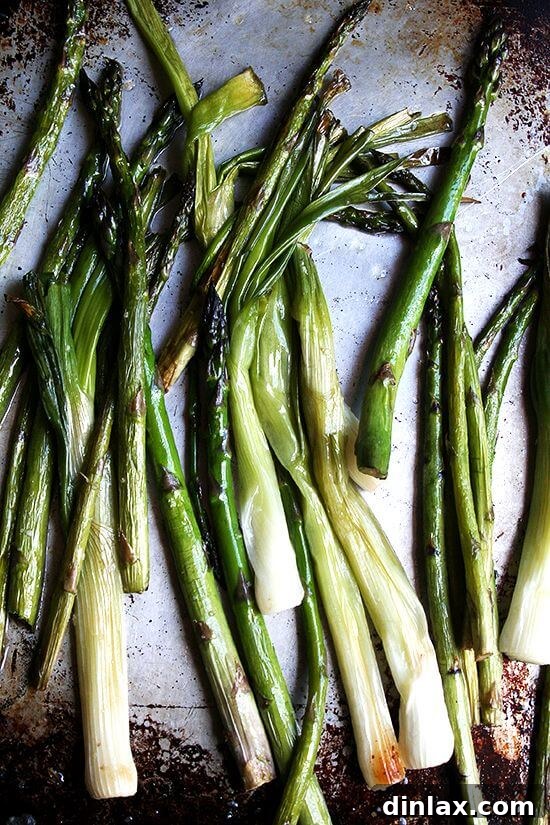 roaste asparagus and spring onions