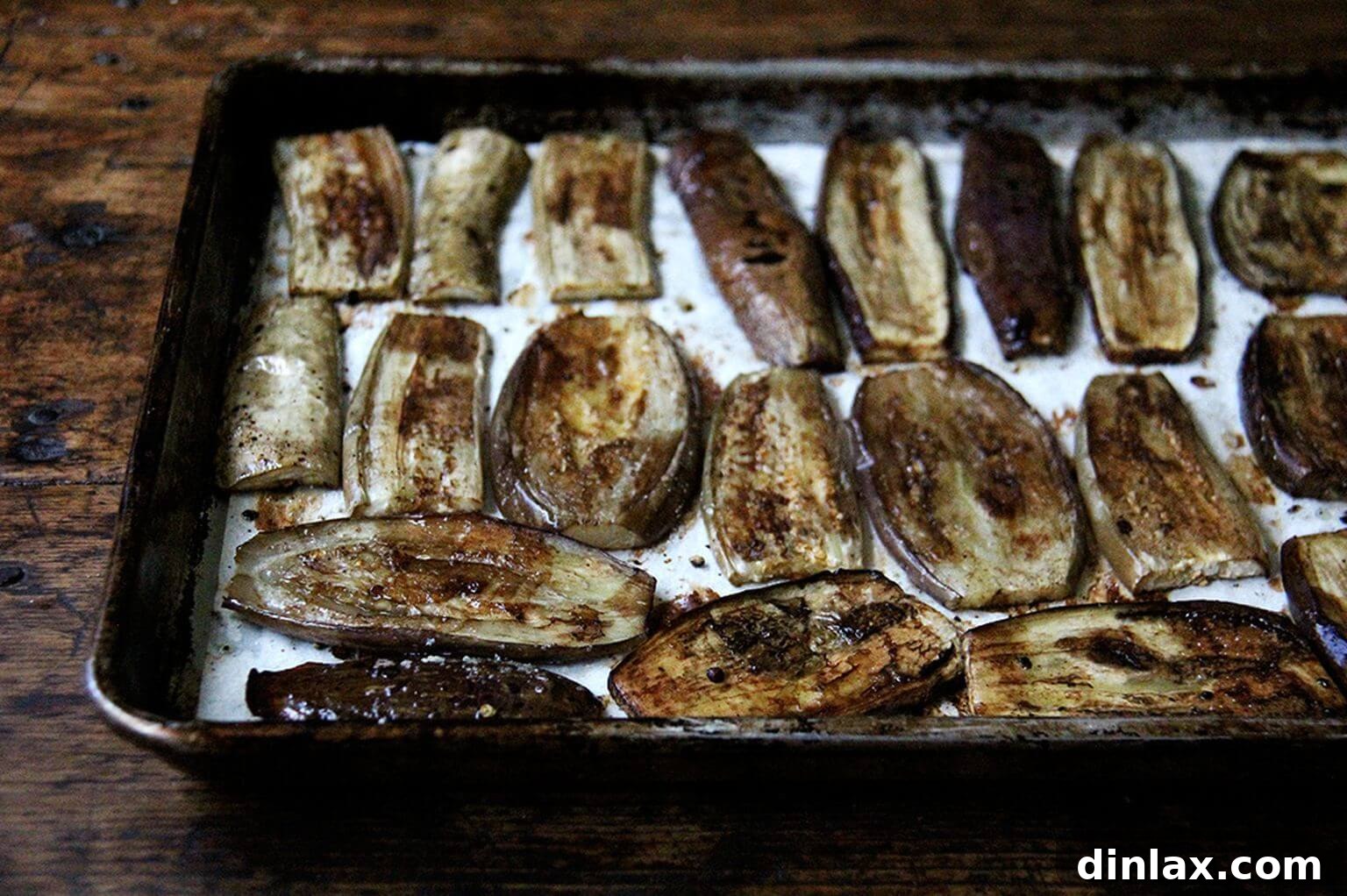 Grilled Eggplant and Arugula Sandwiches 5 balsamic-roasted eggplant on a sheet pan