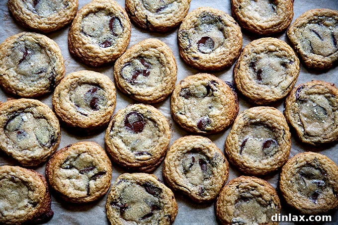 Decadent Gluten-Free Chocolate Chip Cookies 18 Freshly baked gluten-free chocolate chip cookies cooling on a sheet pan, achieving their ideal texture.