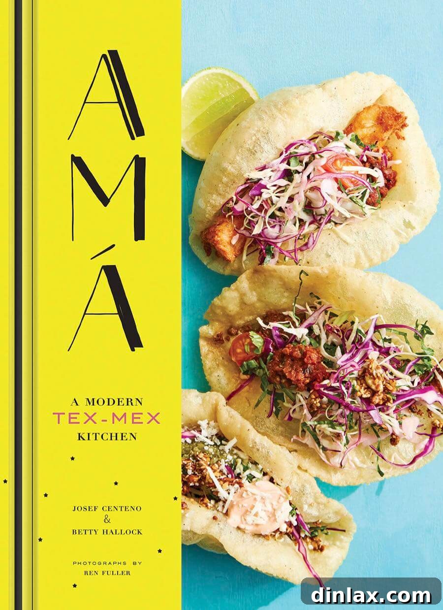 Margaret Roach Dishes on 5 Fresh Cookbooks 5 A cookbook titled 'Amá: A Modern Tex-Mex Kitchen' open to a vibrant recipe, surrounded by fresh ingredients.