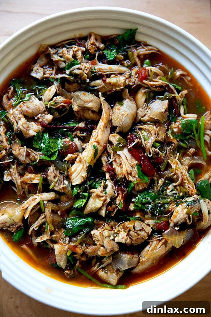 Smoky Instant Pot Chicken Tinga 14 A bowl of Instant Pot chicken tinga.