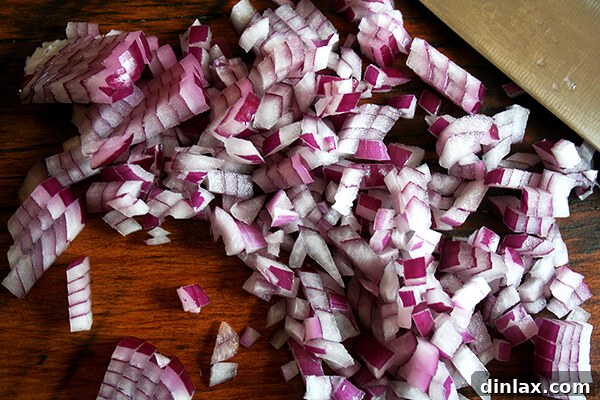 Finely Diced Red Onions for Elegant Culinary Preparations