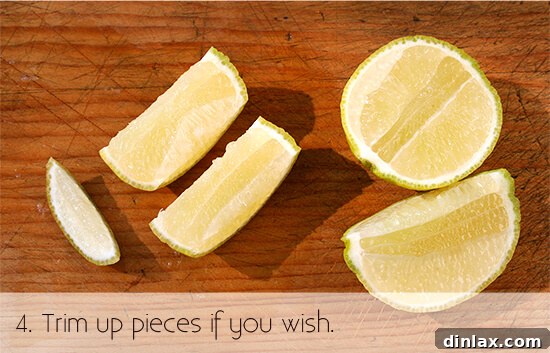 cutting a lemon for garnish, step 4: finished slices ready for use cutting a lemon for garnish, step 4: finished lemon slices for presentation