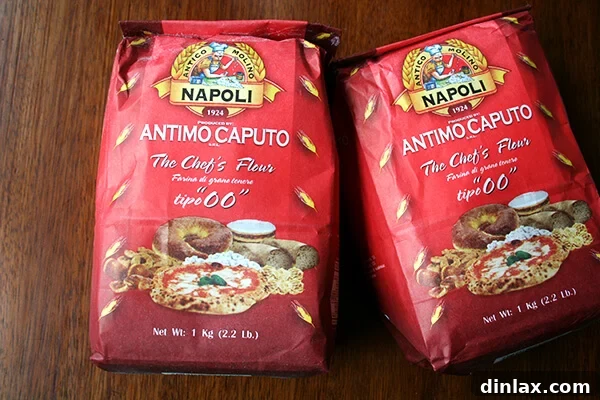 A bag of Antimo Caputo Tipo 00 flour, essential for authentic Neapolitan pizza dough.