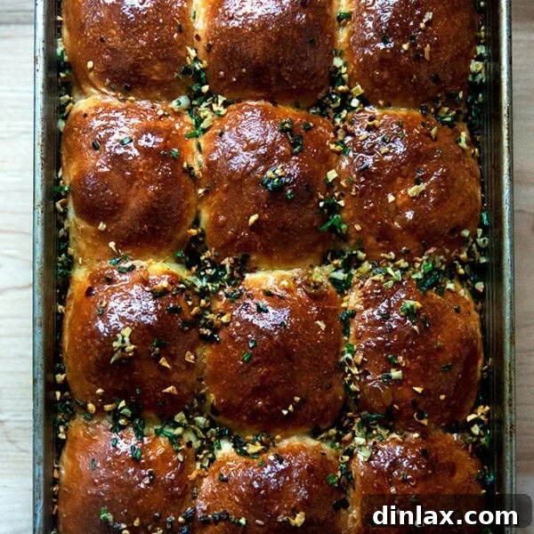 Garlicky brioche pull-apart rolls.