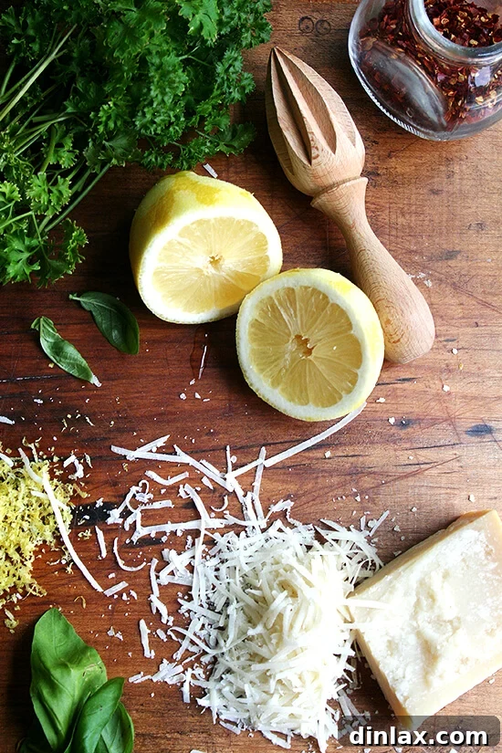 Ingredients for summer squash spaghetti laid out