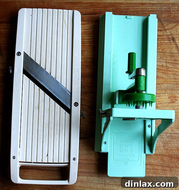 Summary image of Benriner mandoline, turning slicer, and kevlar gloves recommendation