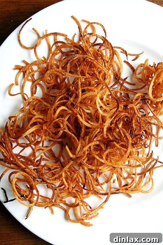 Another view of freshly fried potatoes, showcasing perfect thin cuts