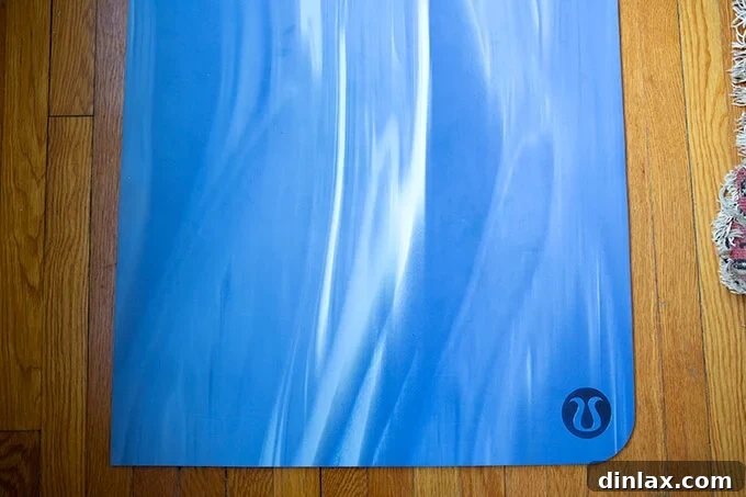 A beautiful blue Lululemon yoga mat, a perfect gift for the active mom.