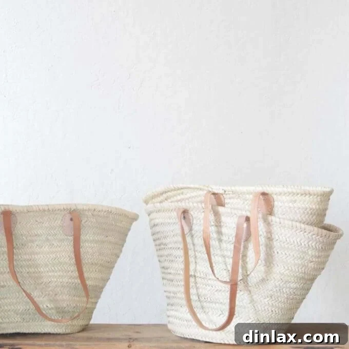 Another view of a Moroccan tote bag, emphasizing its rustic charm and utility.