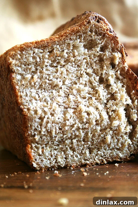 Delicious no-knead oatmeal bread, perfect for toasting and meal prep, chewy texture and slightly sweet.