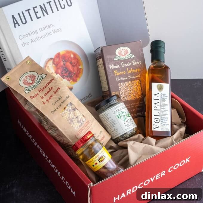 A charming cookbook subscription box, filled with culinary inspiration and gourmet ingredients.