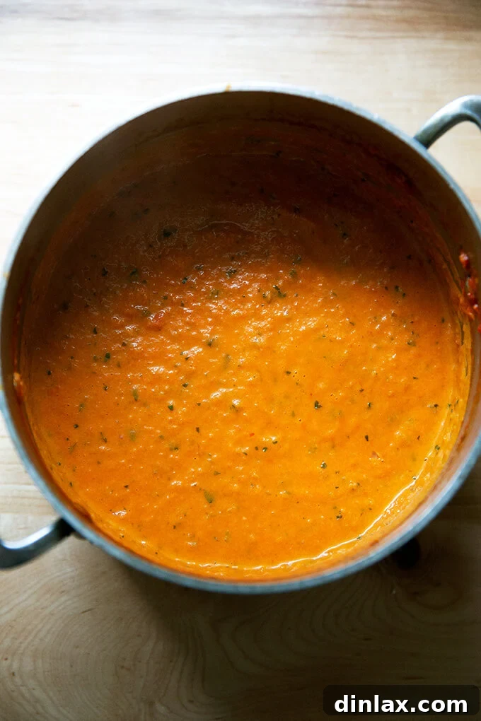 Pantry-Perfect Tomato Sauce in Minutes 13 A pot of homemade, quick vodka sauce.