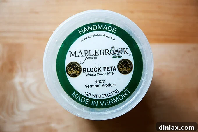 Warm Feta & Burst Tomato Bake 18 A tub of Maplebrook Farm feta from Vermont.