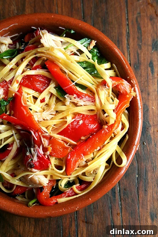 Summer Linguine with Roasted Red Peppers, Crabmeat & Basil Delicious linguine with roasted red peppers, crabmeat, and fresh basil, a perfect summer dish