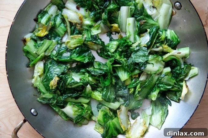 Vibrant Green Sauté 9 Sautéed escarole in a large skillet.