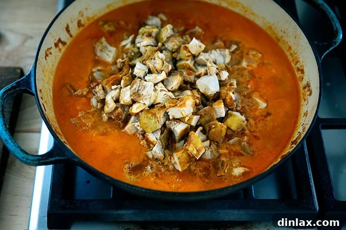 Effortless Butter Chicken and Chickpeas Instant Pot or Stovetop 23 Cooked and chopped chicken pieces returned to the braiser, mixed into the rich and creamy butter chicken sauce.