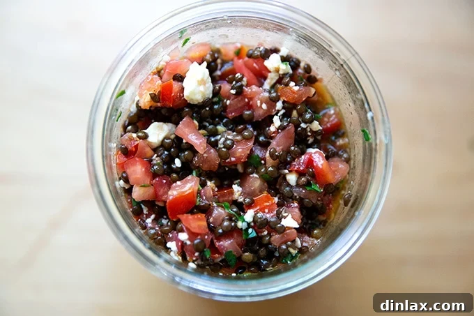 Homemade Trader Joe's Style Bruschetta Sauce 15 A jar of homemade Trader Joe's 3-ingredient lentil salad.