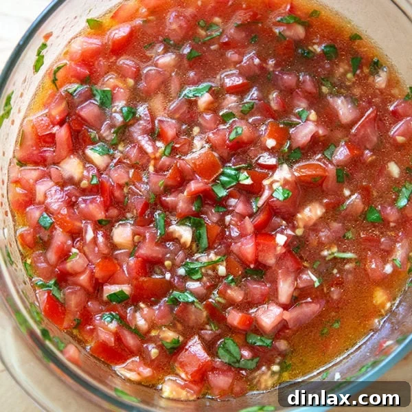 A bowl of homemade bruschetta sauce.