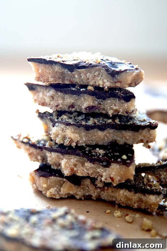 A stack of classic toffee, rich and buttery.