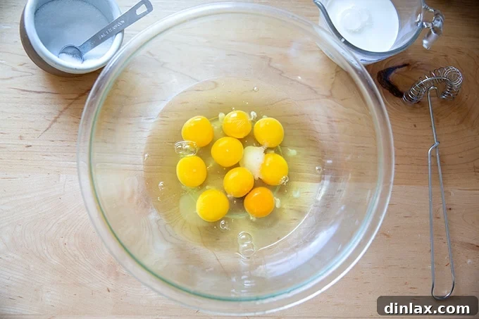 Flour Bakery's Golden Eggwich 3 A bowl of 9 eggs and 1 teaspoon salt.