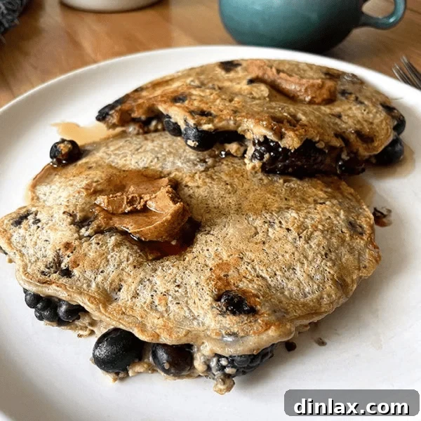 High-protein pancakes with fresh berries.