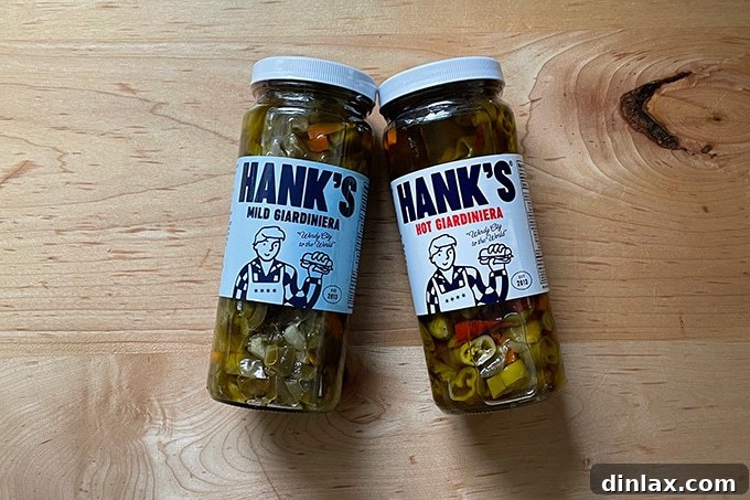 Two jars of Hank's Chicago-style giardiniera